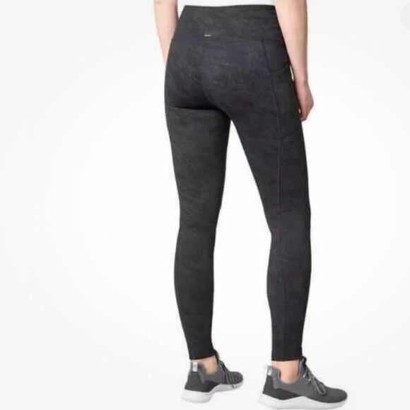 MONDETTA Brushed Jacquard High Waist Pockets Legging Women’s Medium Black. - Picture 3 of 16